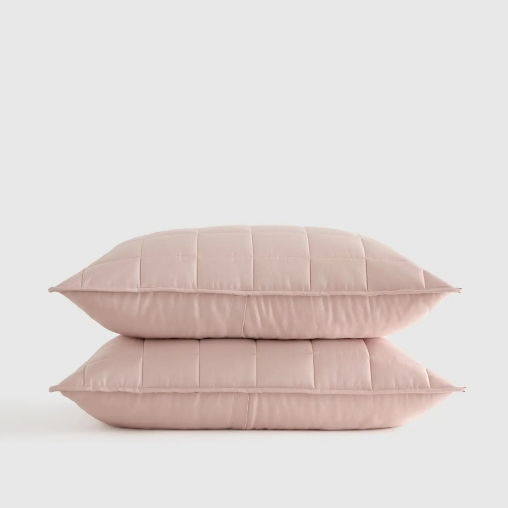 NWOT! Quince Organic Bamboo Set Of 2 Soft Blush Box Shams! KING (S68)